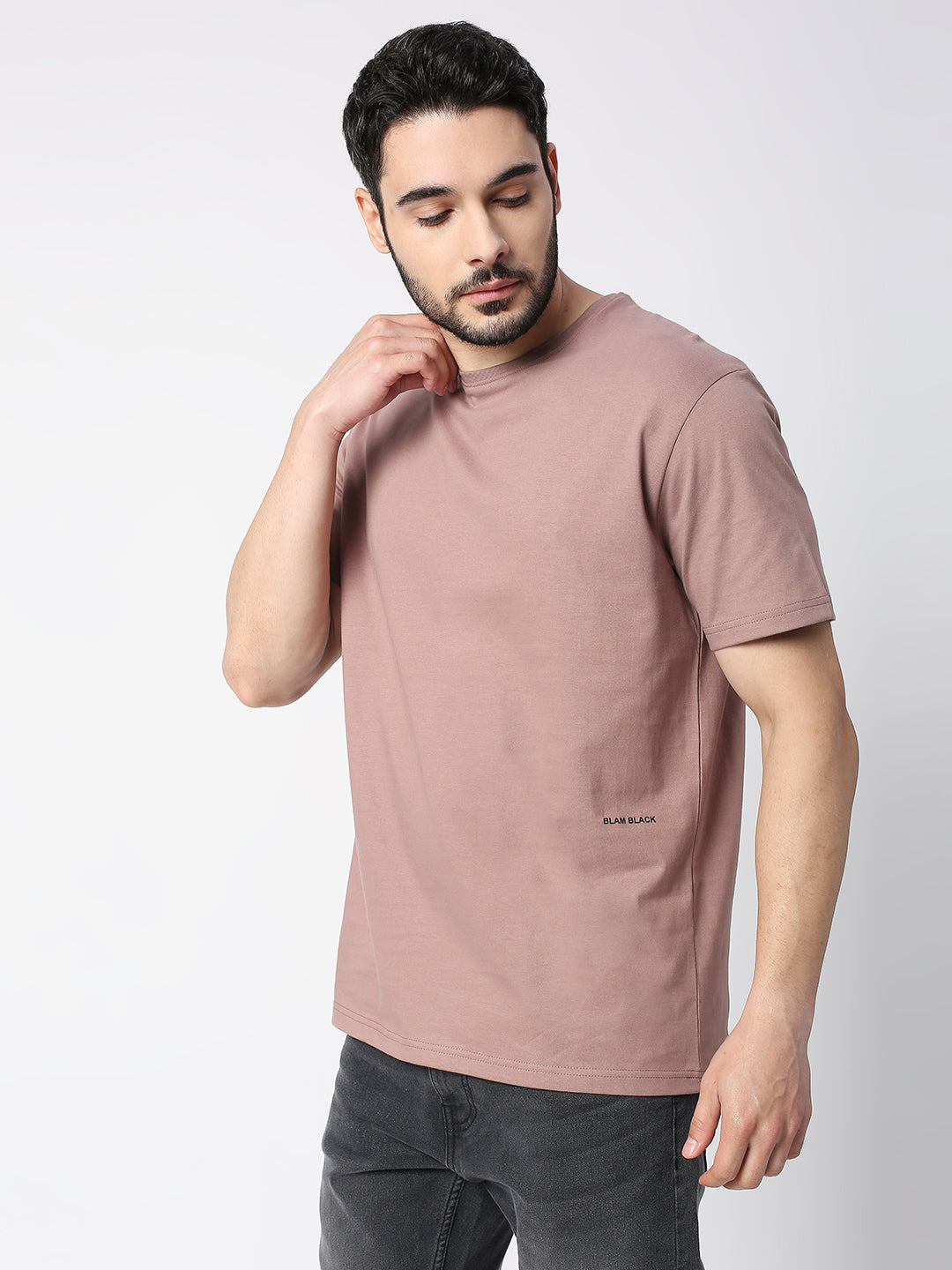 Buy Blamblack Solid Light Brown Half Sleeved T-shirt