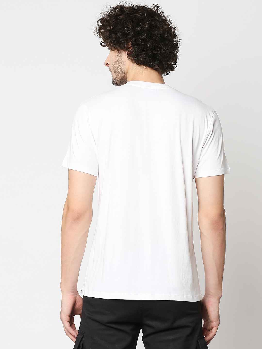 Buy Men Regular Fit White Chest Print T-shirt