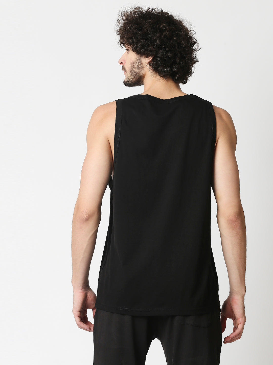 Buy Men's Regular Fit Chest print Sleeveless Black Vest