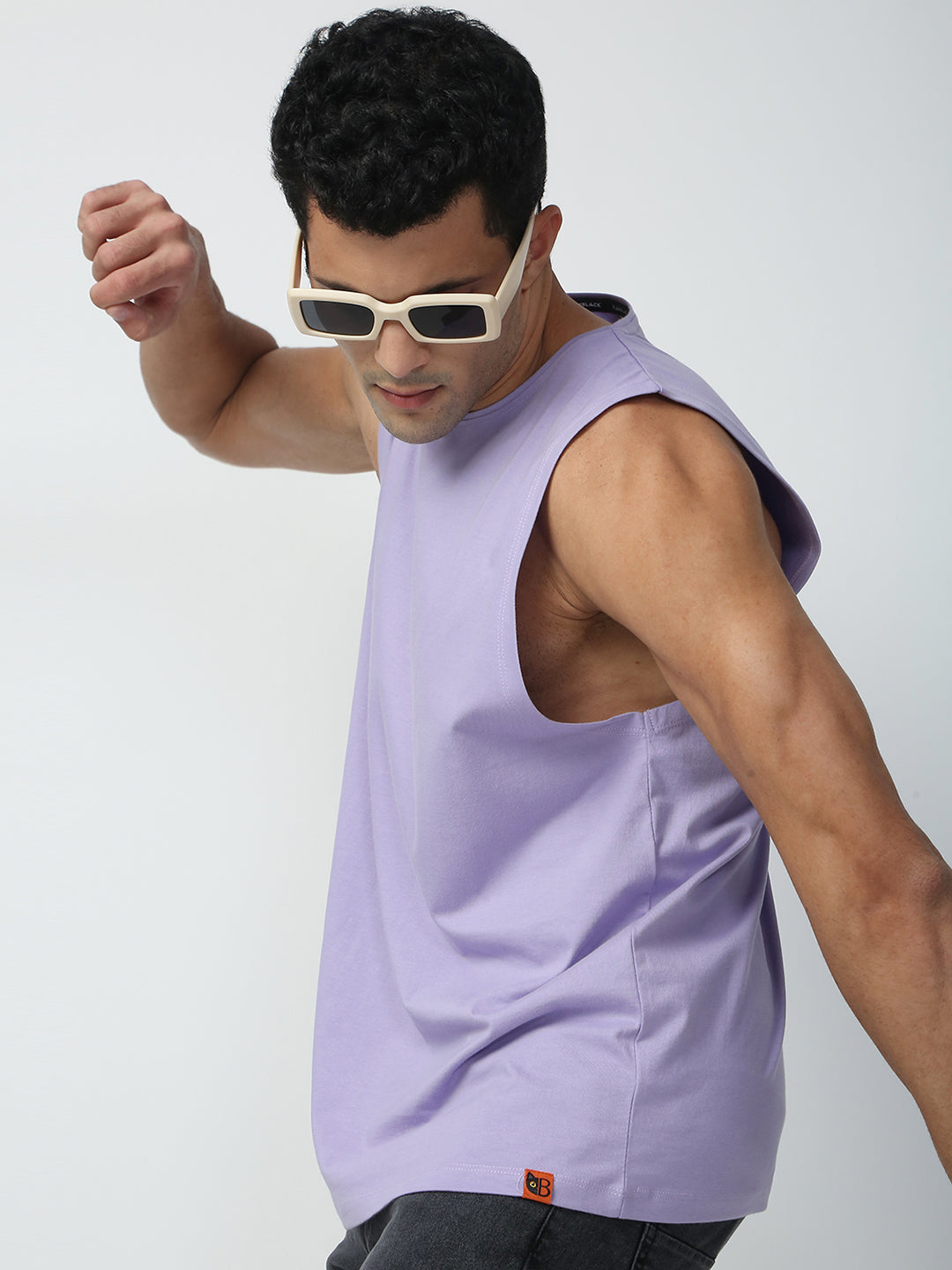 Buy Blamblack Men's Lavender Color GYM Wear Plain Vest