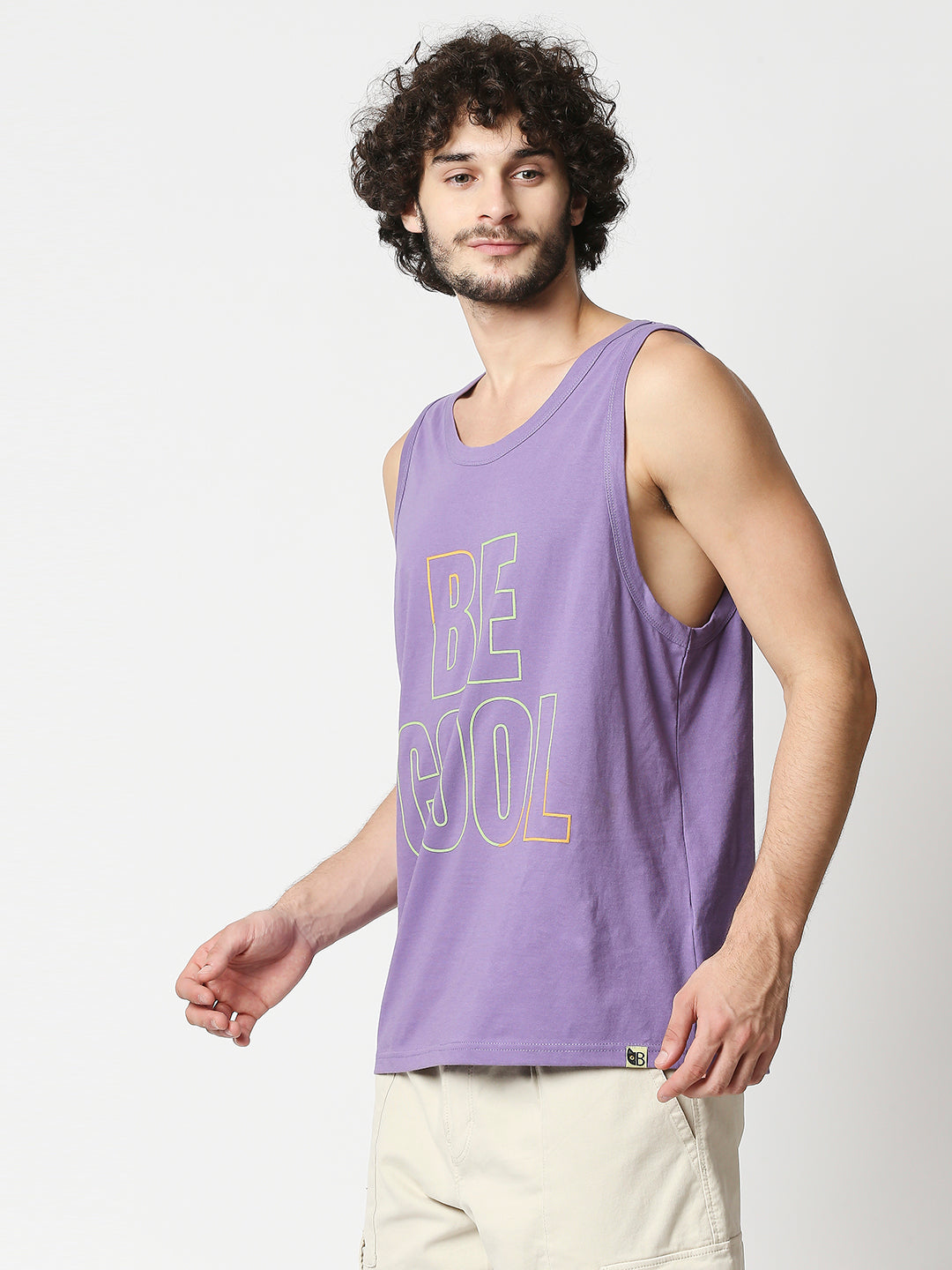 Buy Men's Regular Fit Chest print Sleeveless Purple Vest