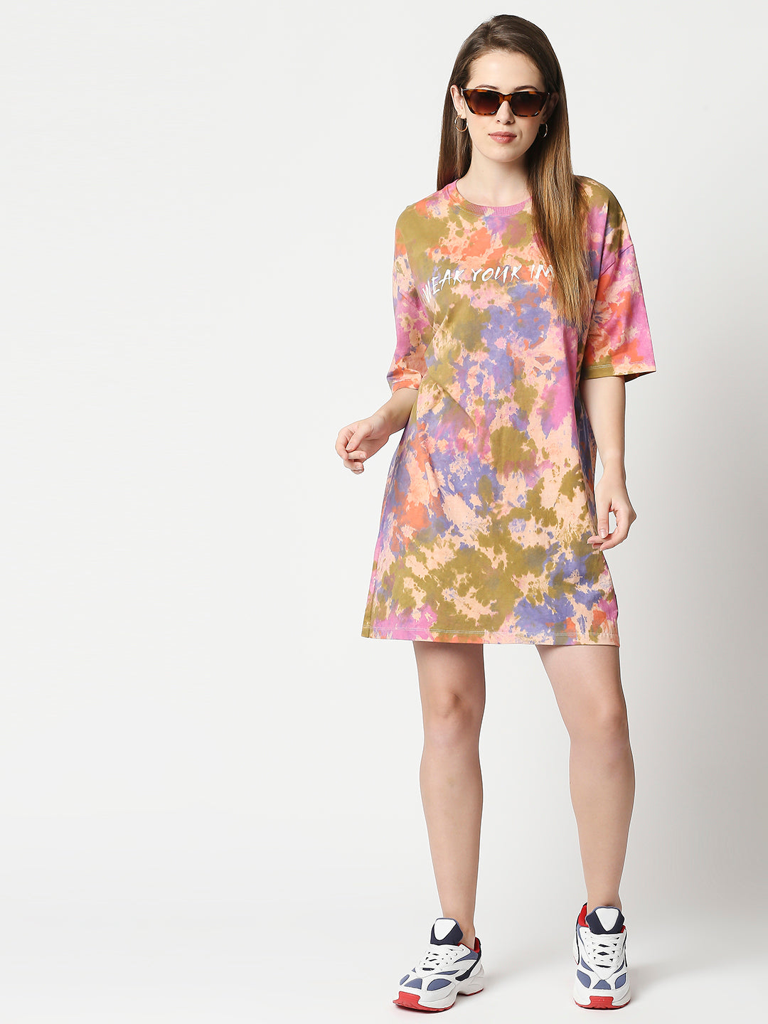 Buy Women's Over Size Fit Front print Baggy Dress