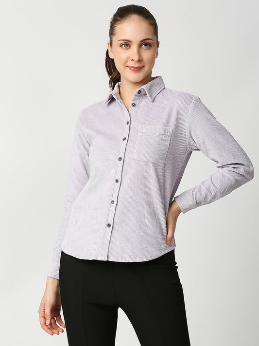 Buy Blamblack Women's Lavender Color Full Sleeves Shirt