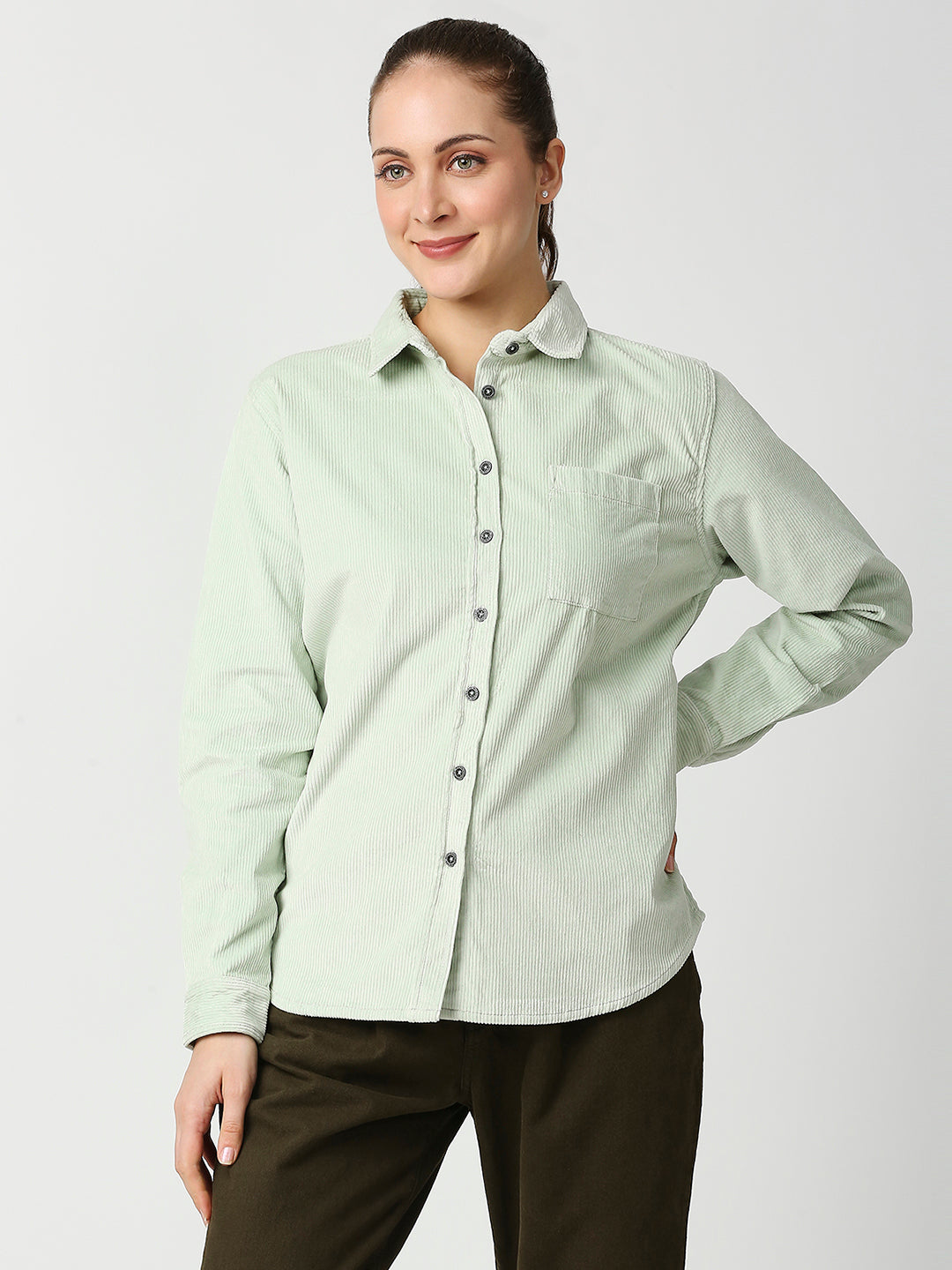 Buy Blamblack Women's Mint Color Full Sleeves Shirt