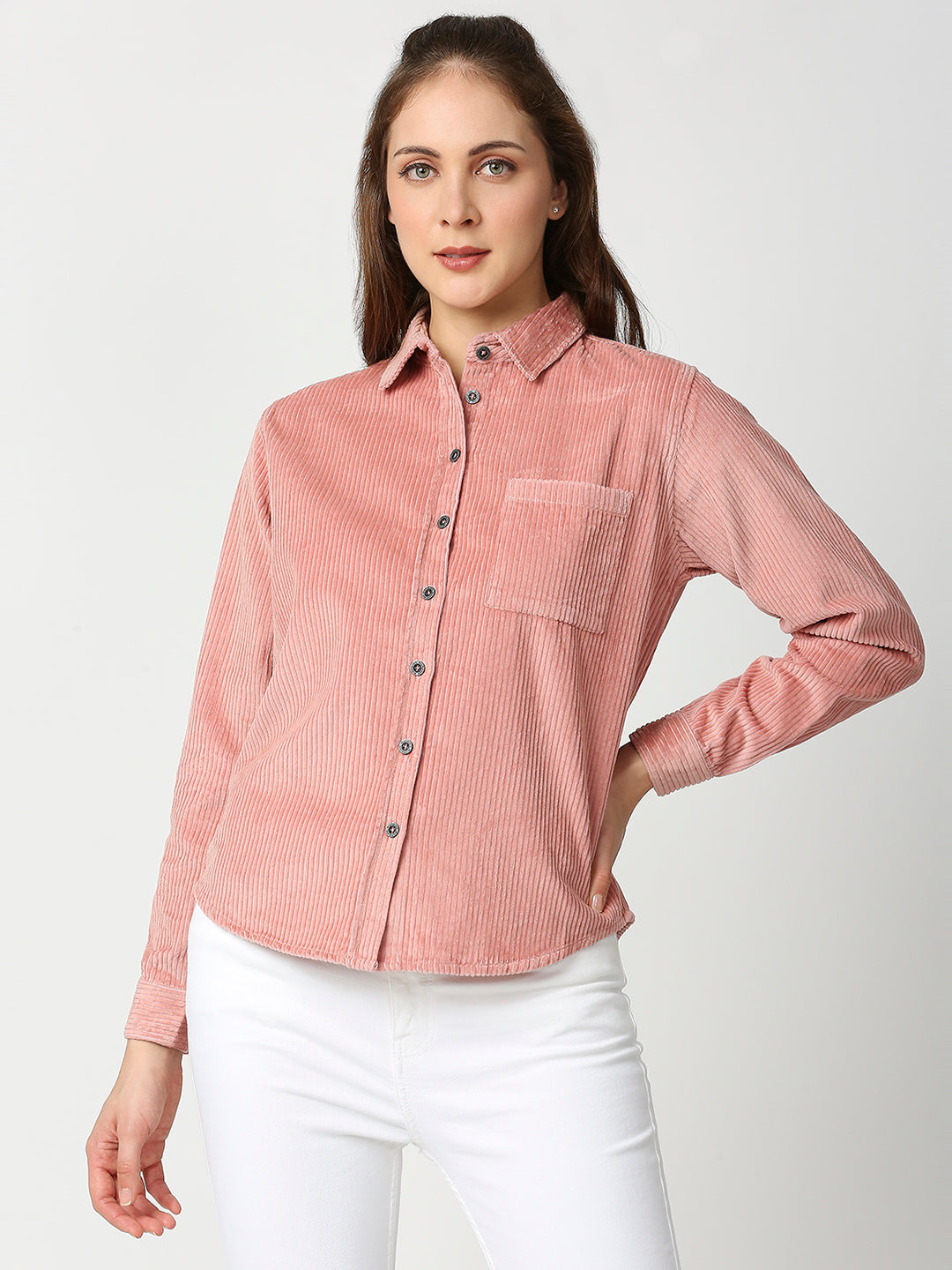 Buy Blamblack Women's Pink Color Baggy Full Sleeves Shirt