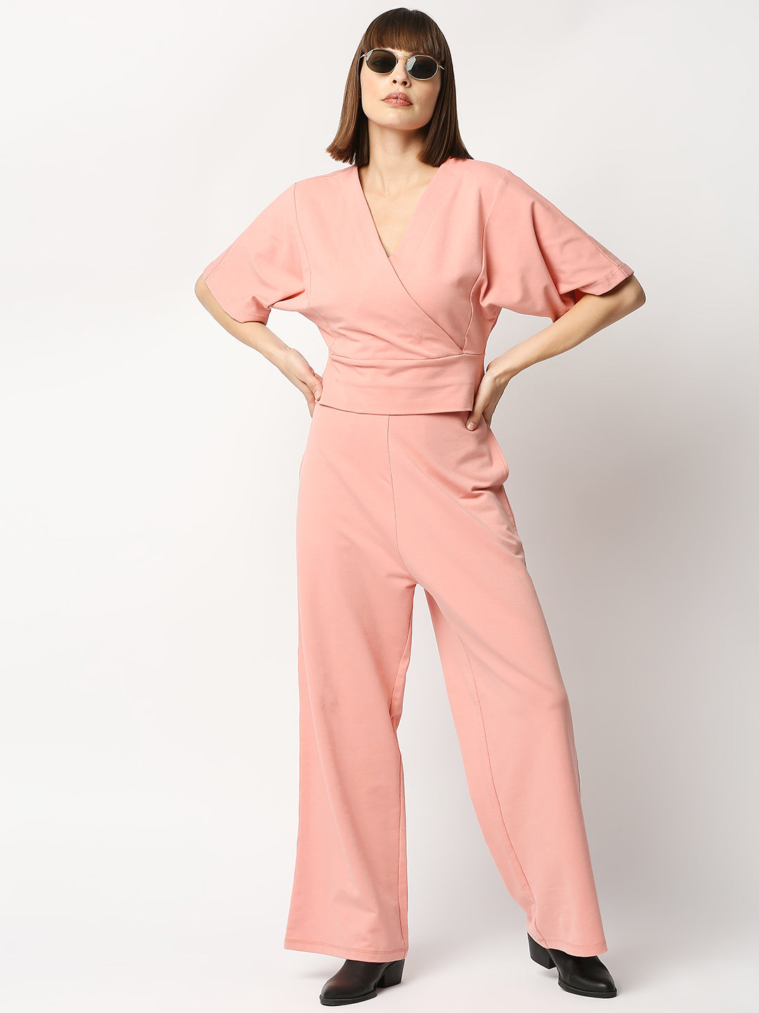 Buy Blamblack Powder Pink Women's Half Sleeves Co-ords Set