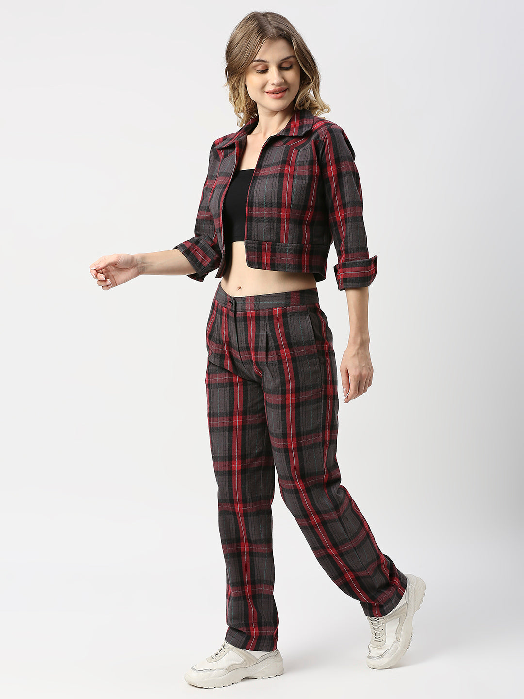 Buy Blamblack Red and Black Checkered Co-ord Set