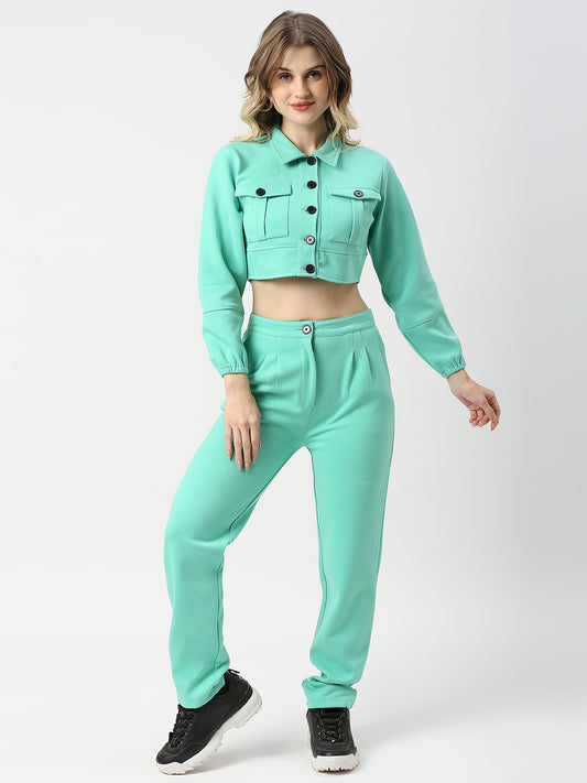 Buy Blamblack Mint Green Cropped Top and Joggers Monochrome Co-ord Set