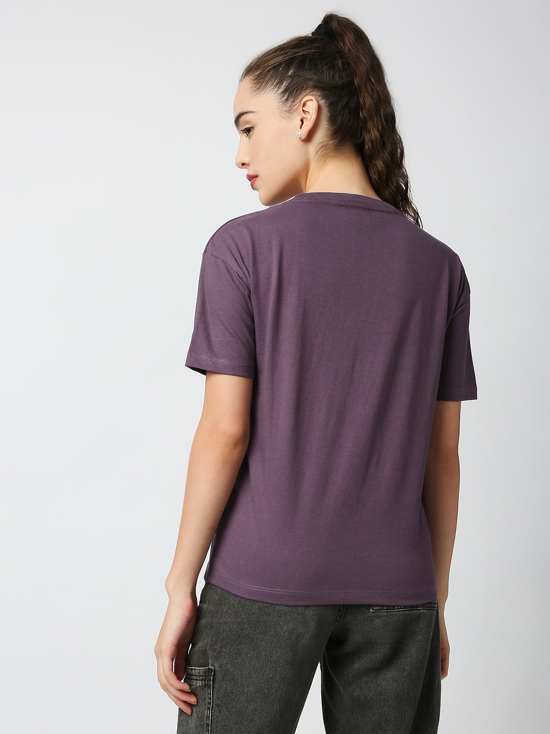 Buy Blamblack Women's Half Sleeves Lavender Color T Shirt
