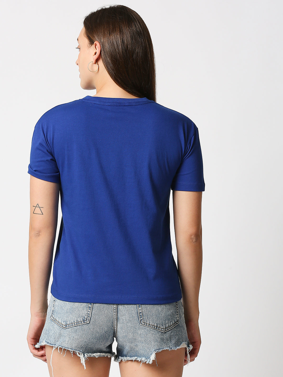 Buy Womenâ€™s Comfort fit Royal Blue Chest print T-shirt
