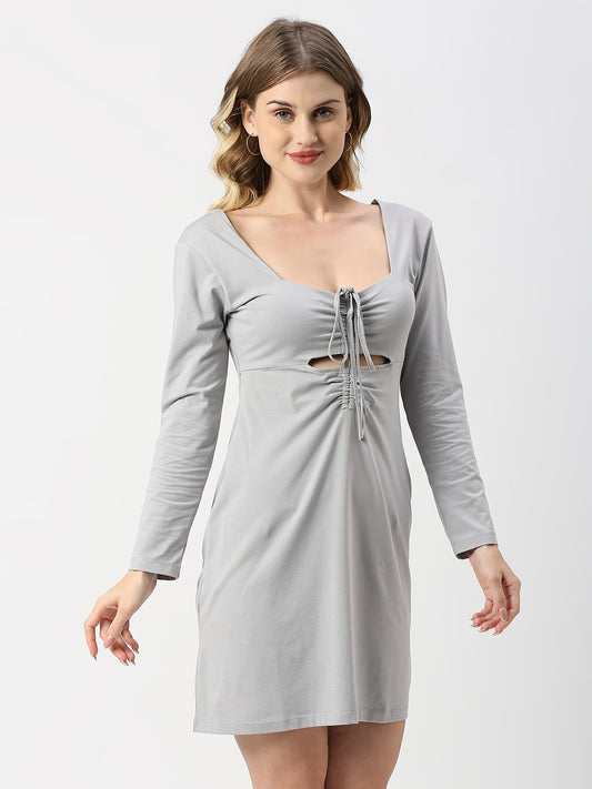 Buy Blamblack Women's Dark Grey Color Full Sleeves Dress