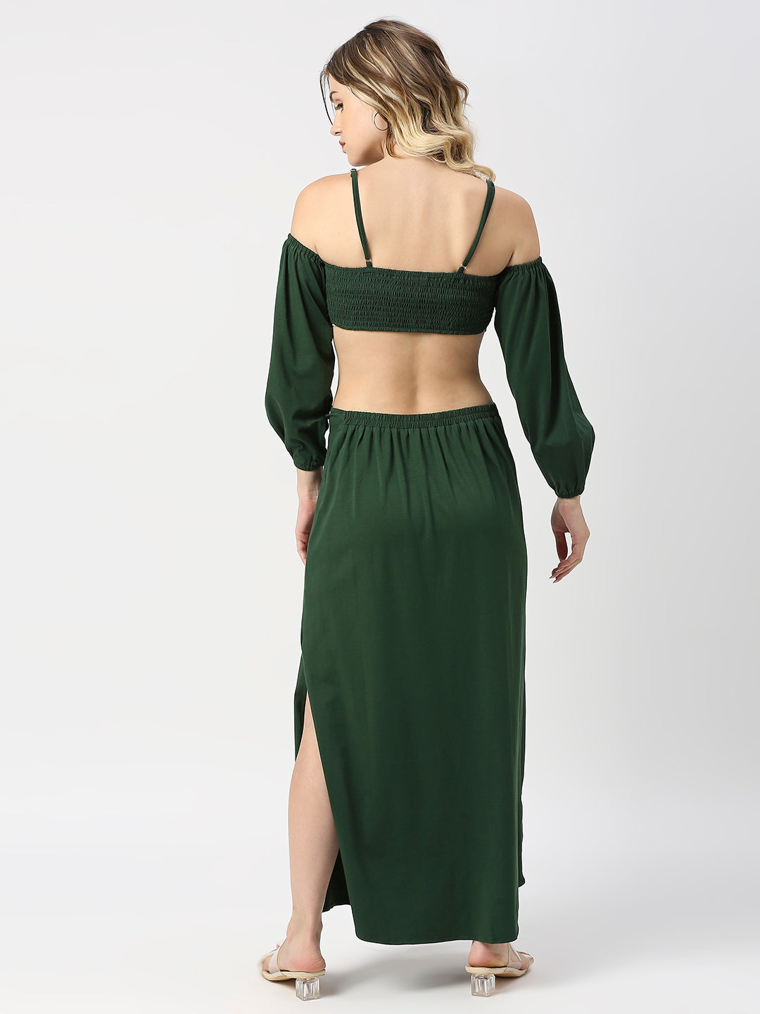 Buy Blamblack Green Maxi Waist Cutout Dress