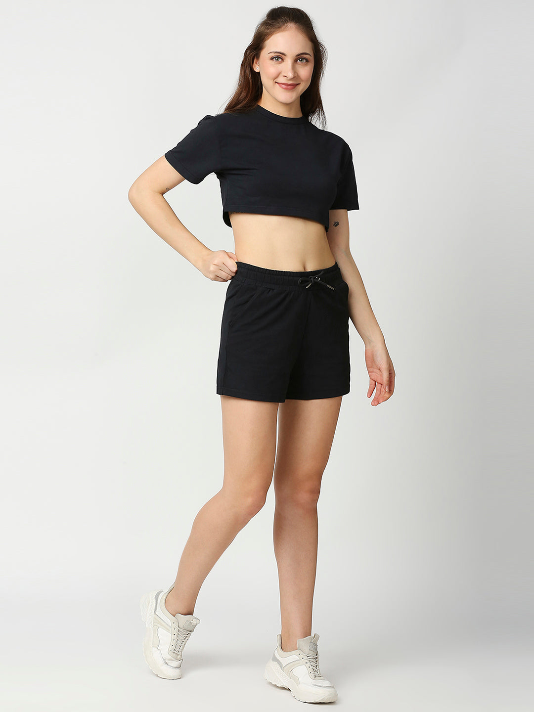 Buy Blamblack Women's Black Color Half Sleeves Short Set
