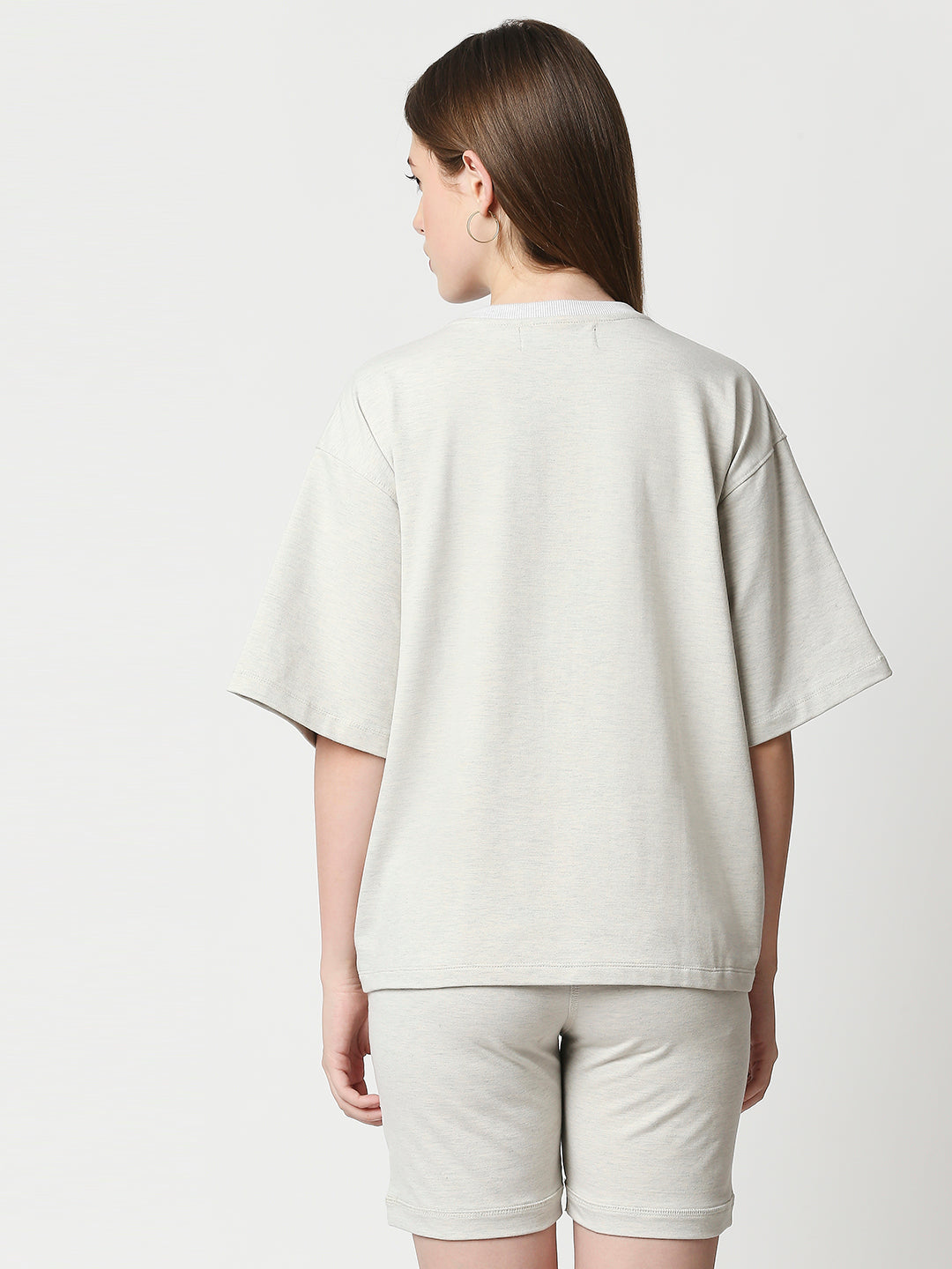 Buy BLAMBLACK Women Round neck Grey Melange Printed Half sleeves T Shirt and Short Set
