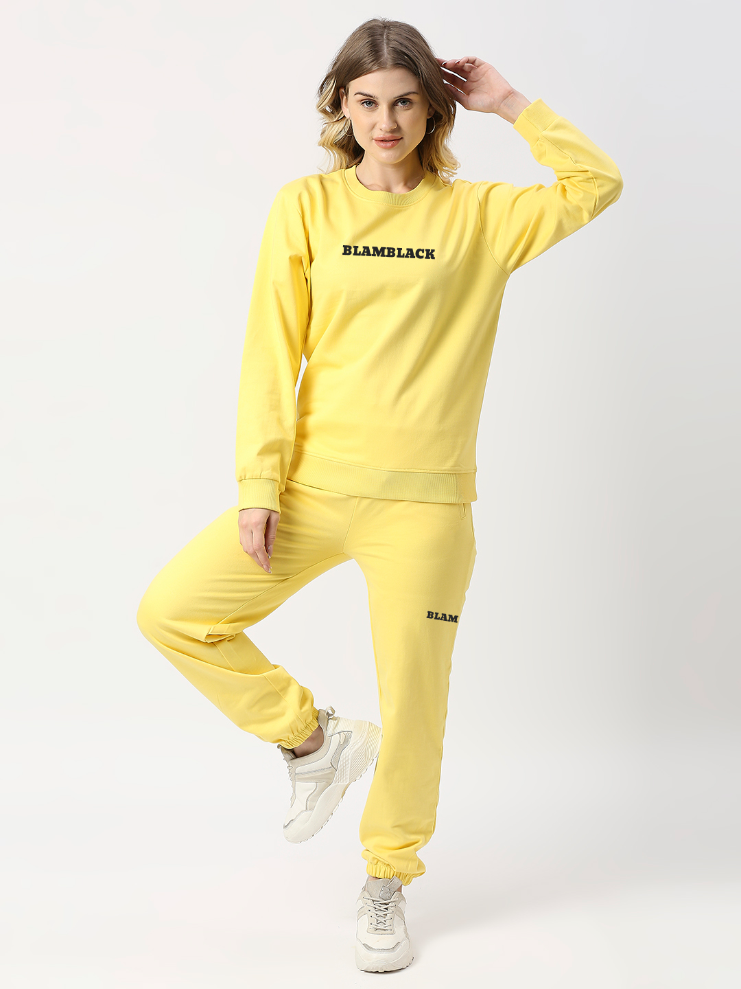 Buy Blamblack Lemon Yellow Sweatshirt and Joggers Co-ord Set