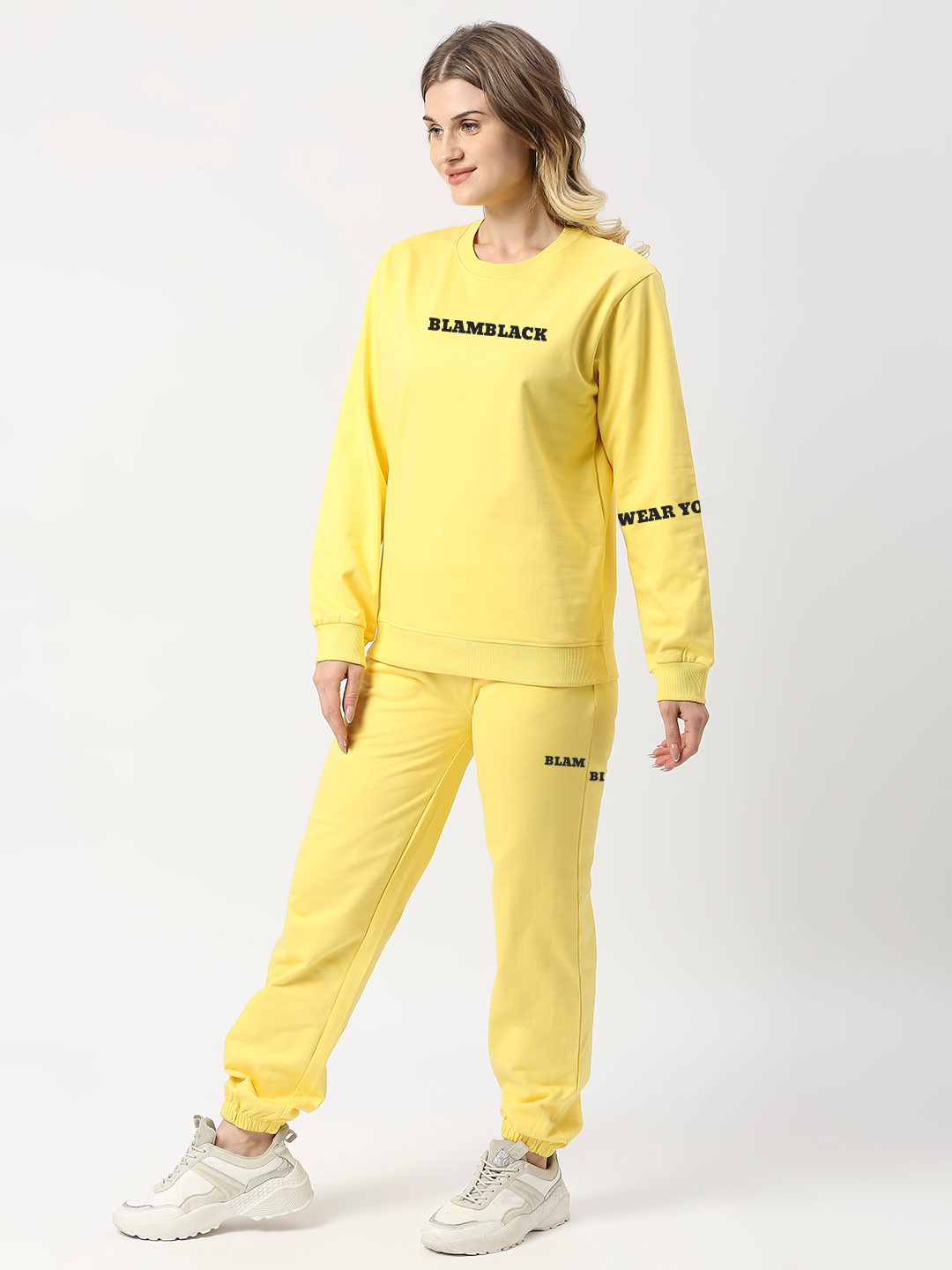 Buy Blamblack Lemon Yellow Sweatshirt and Joggers Co-ord Set