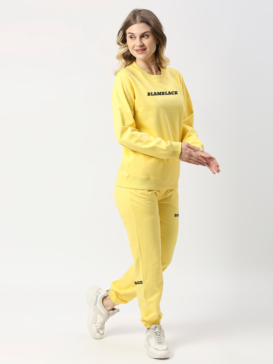Shop Blamblack Lemon Yellow Sweatshirt and Joggers Co-ord Set