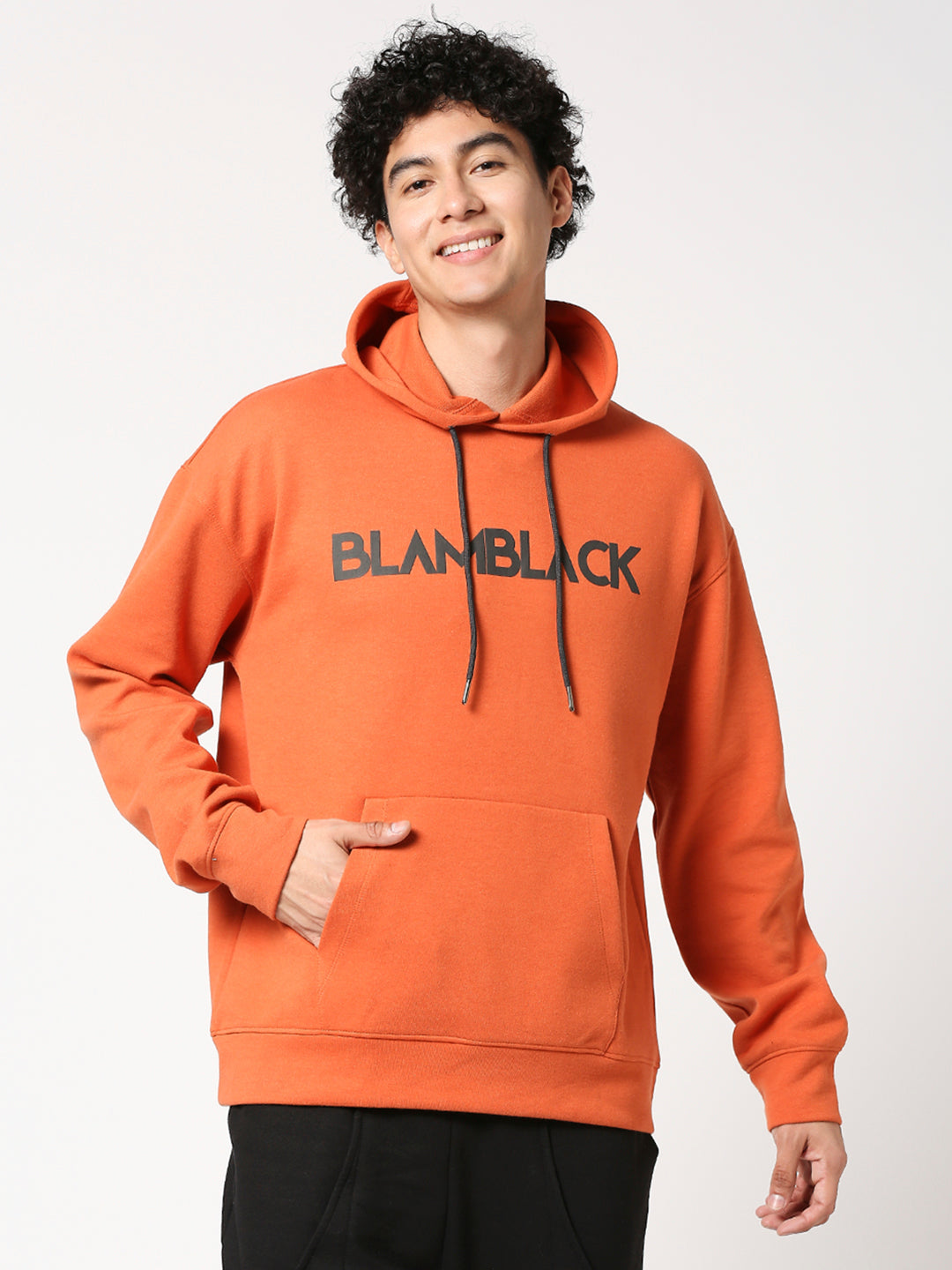 Buy BLAMBLACK Men's Chest Print Full Sleeves Hoodie