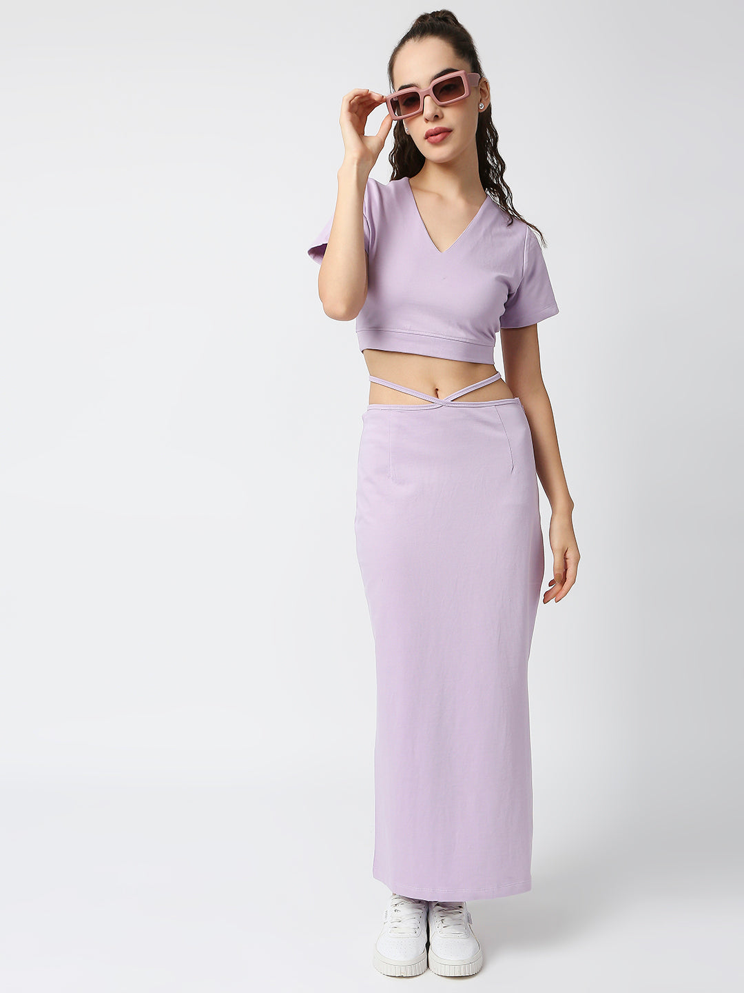 Buy Blamblack Women's Lavender Color Co-ordinates Set