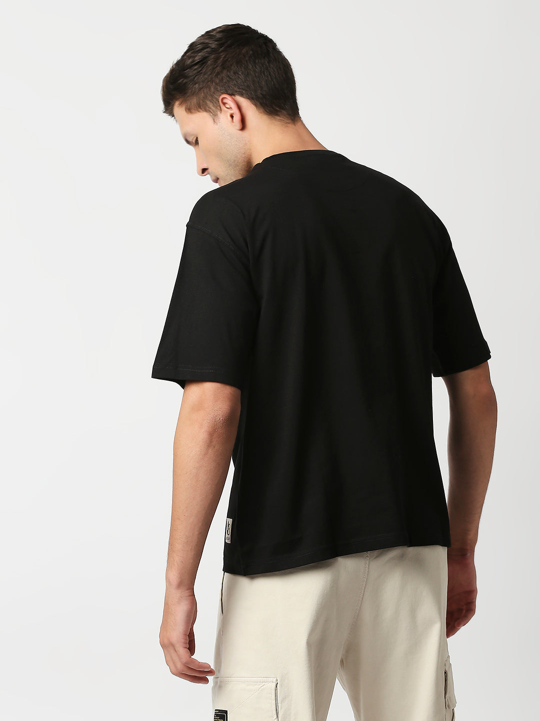 Buy Blamblack Men's Baggy Plain Black Color Oversized T Shirt