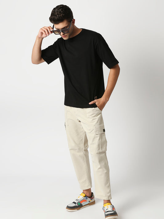 Buy Blamblack Men's Baggy Plain Black Color Oversized T Shirt