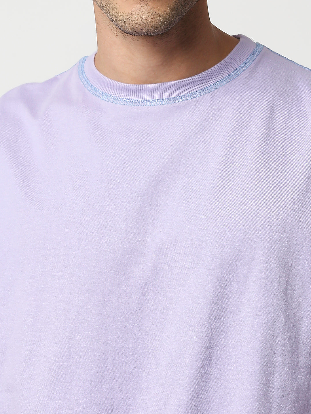Buy Blamblack Men's Lavender Color Plain Oversized T Shirt