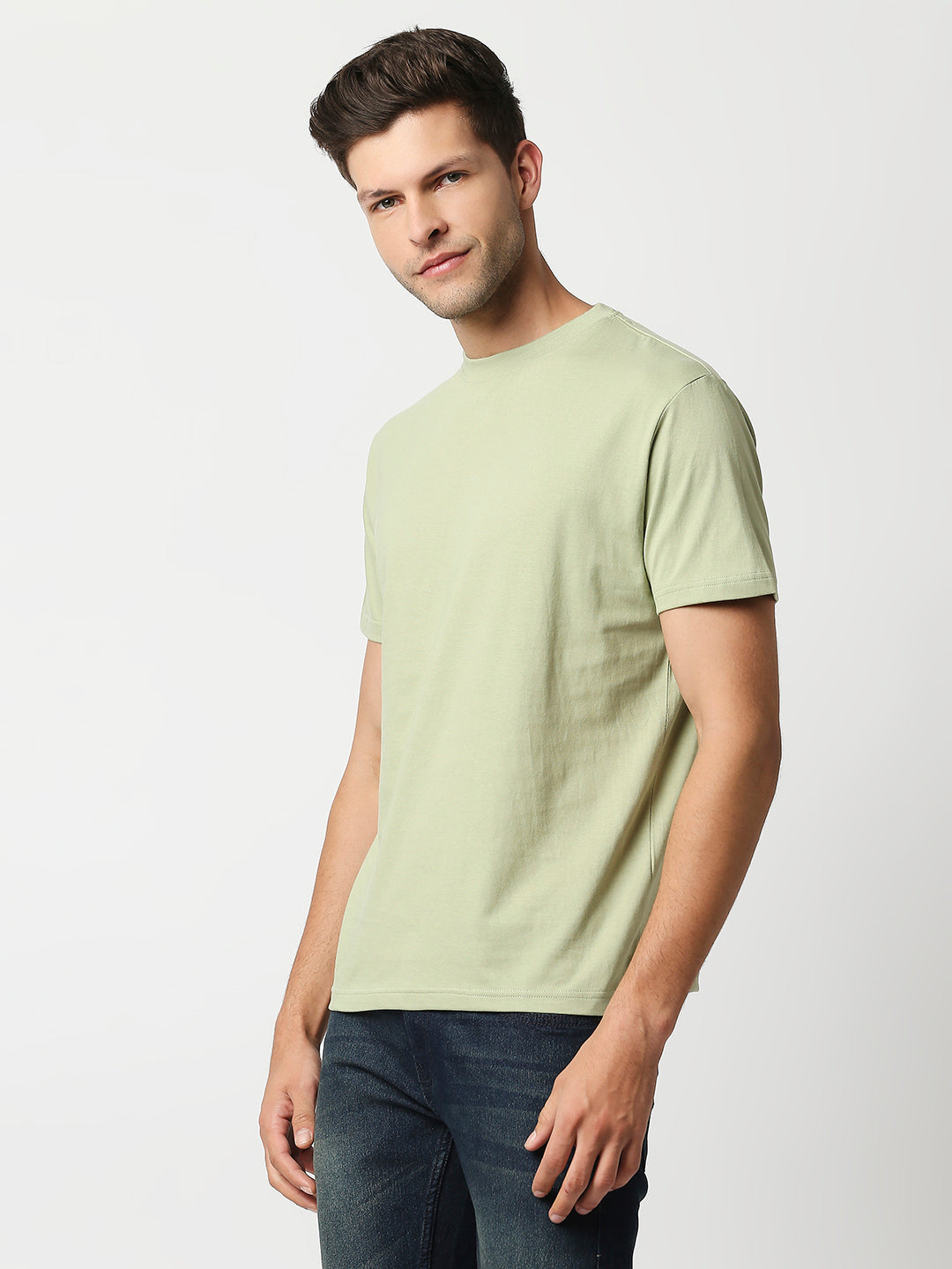 Buy Blamblack Men's Light Green Organic Regular T Shirt