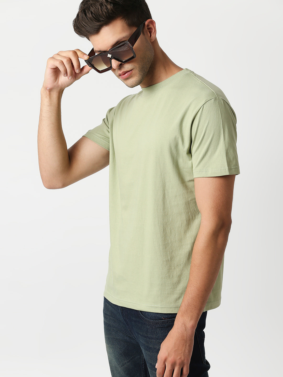 Buy Blamblack Men's Light Green Organic Regular T Shirt