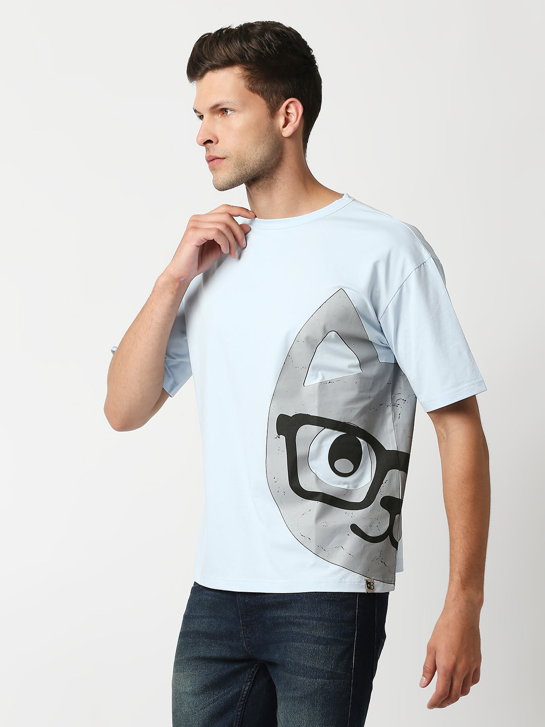 Buy Men's Over Size Fit Sky Blue Color Baggy T-Shirt
