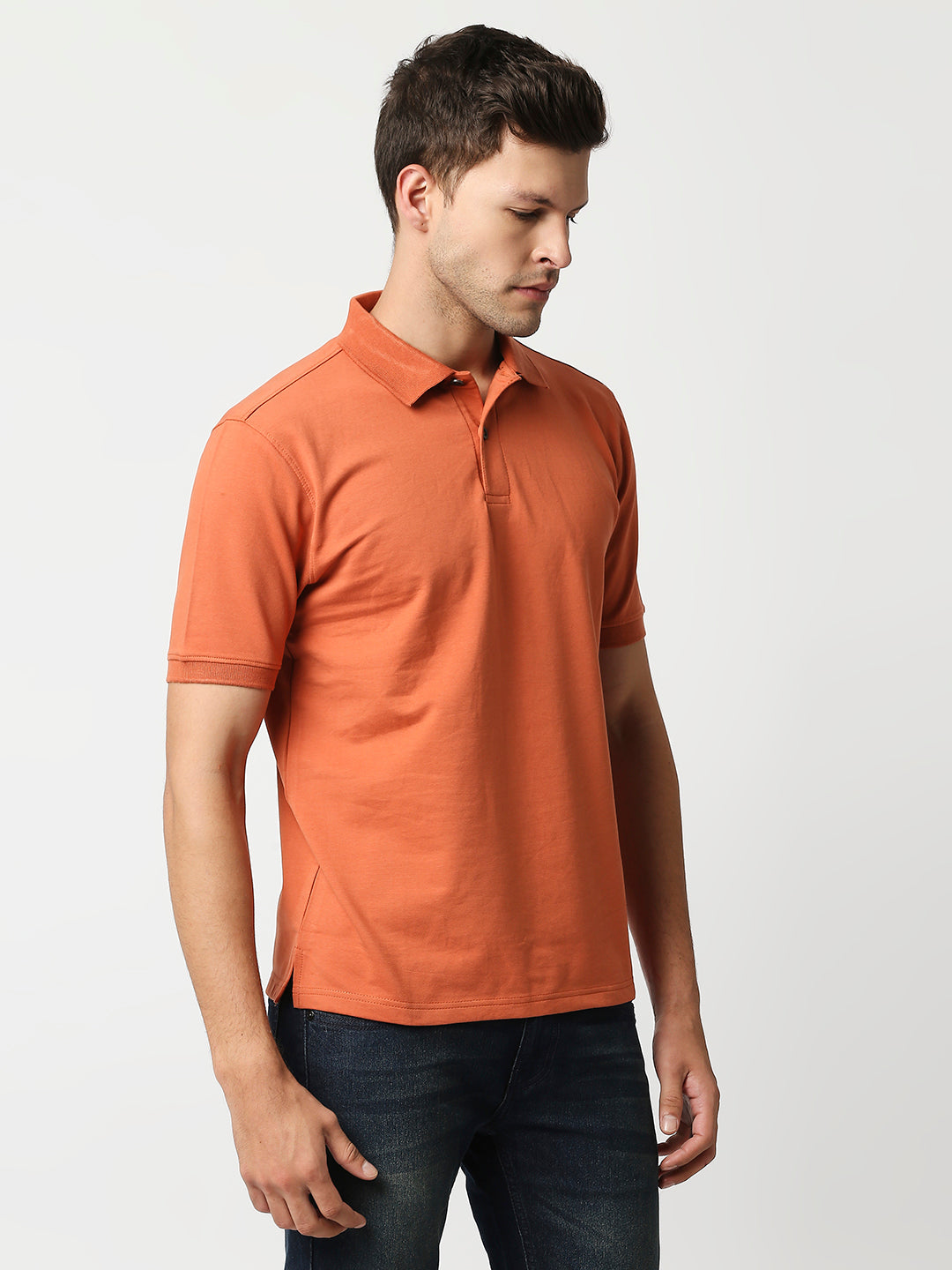 Buy Blamblack Men's Polo Plain Rust Color T shirt